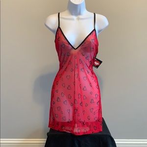 Red and black with Hearts 2pcs Lingerie Set - new